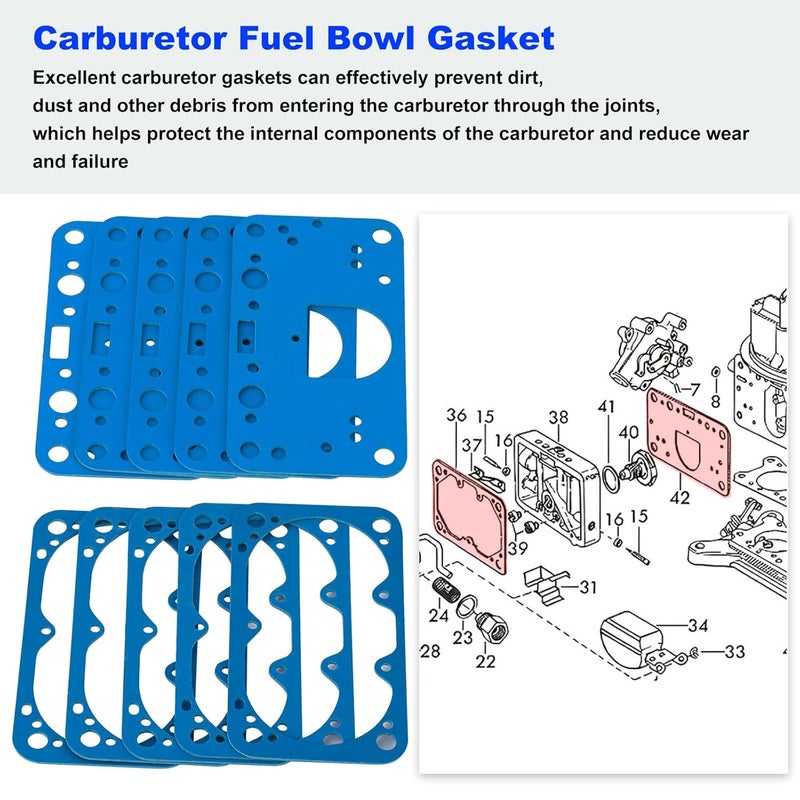 HomeInn 8-2000QFT Carburetor Rebuild Gasket Kit-Fuel Bowl Gasket Kit Replacement Fits for Holley, Street Avenger, QFT, Proform, FST, and HP Carburetor Jet Kit Series 8-2000 M2300 4150 - Image 4